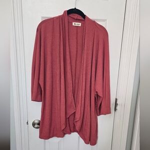 Blue Moon Coral Waterfall Open Cardigan, 3/4 length sleeves Size 1X (1202)
